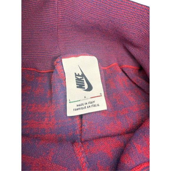 Nike Women’s Large Knit Leggings Burgundy Blue Houndstooth Tights Italy - Picture 3 of 5